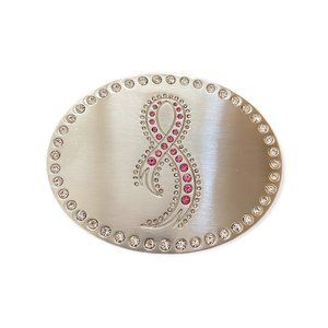 NIB Montana Silversmiths CZ Pink Ribbon Belt Buckle